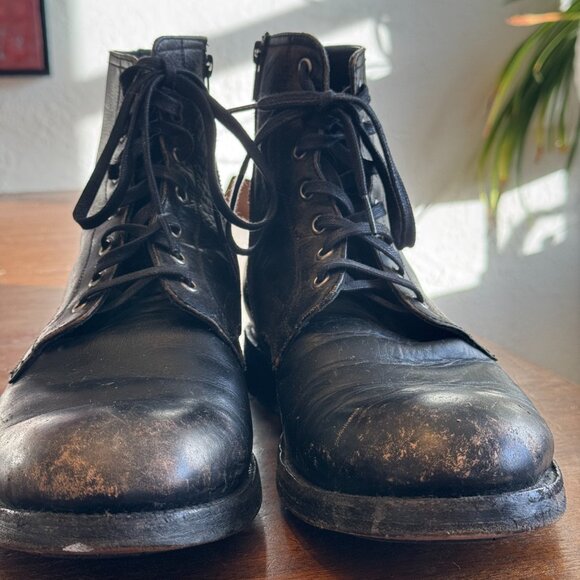 Frye antiqued black Bowery Lace Up- Mens 13 - Picture 3 of 10